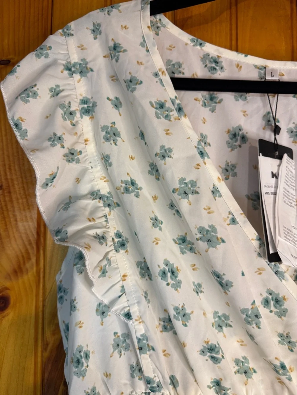 Kohl's Cream Dress with Teal Floral Print - Picture 3 of 10